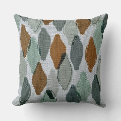 Modern Retro Abstract Sage Green Grey Brown Throw Pillow