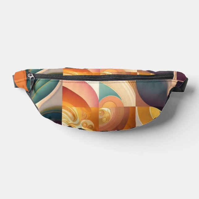 Modern Retro Abstract Squares Collection Fanny Pack (Lay Down)
