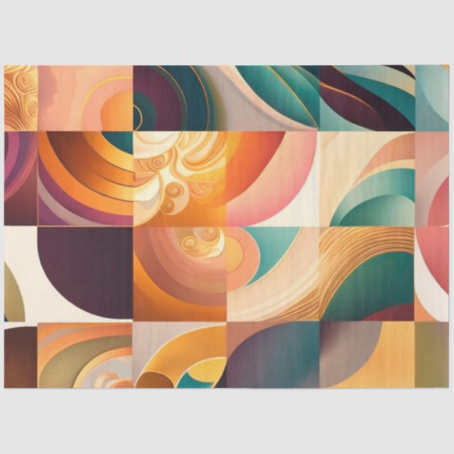 Modern Retro Abstract Squares Collection Tissue Paper (Front)