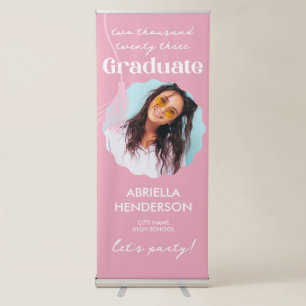 Modern Retro and Minimal Pink Photo Graduate Retractable Banner