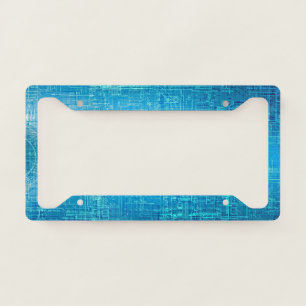 Modern Retro Artistic Blueprint License Plate Frame