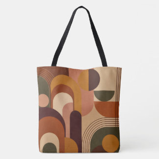 Modern Retro Autumn Geometric Tote Bag