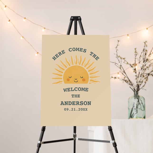 Modern Retro Baby Shower Customizable Sticker  Foam Board (In Situ (Stand))