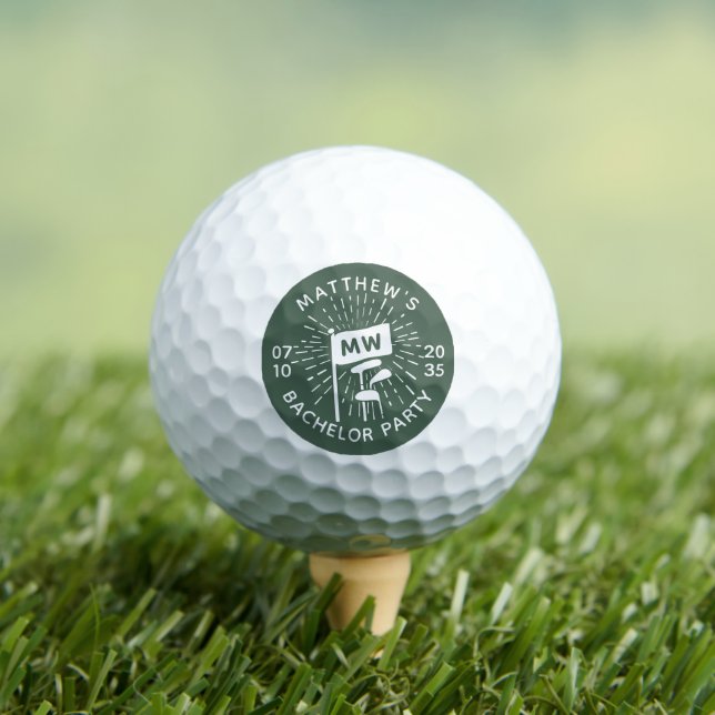 Modern Retro Bachelor Party Last Swing Golf Green Golf Balls (Insitu Tee)