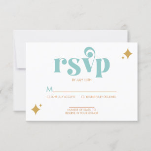 Modern Retro Beachy Palette Wedding RSVP Card
