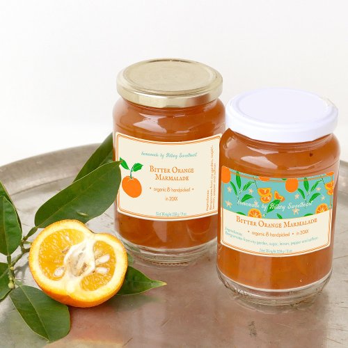 Modern Retro Bergamote Orange Marmalade Labels
