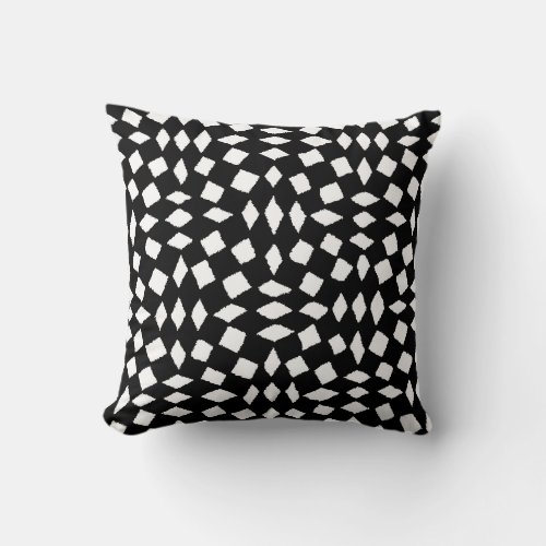 Modern Retro Black White 3D Checker Pattern Throw Pillow
