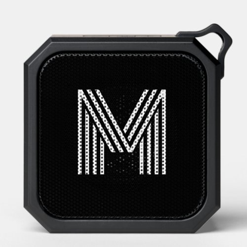 Modern Retro Black White Bold Line Monogram Bluetooth Speaker