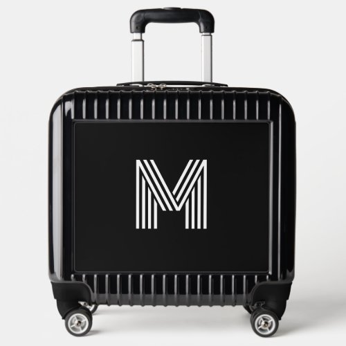 Modern Retro Black White Monogrammed Luggage