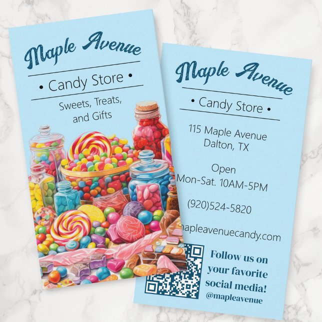 Modern Retro Blue Colorful Candy  Business Card (Creator Uploaded)