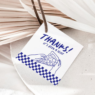 Modern Retro Blue Italian Pizzeria Pizza Party Favor Tags