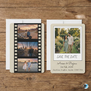 Modern Retro & Boho Film Photo Wedding Save The Date