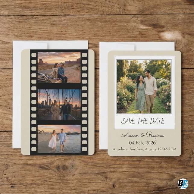 Modern Retro & Boho Film Photo Wedding Save The Date (Creator Uploaded)