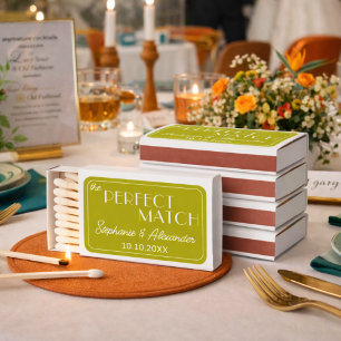 Modern Retro Bold Citrus Green Chartreuse Wedding Matchboxes