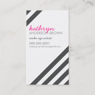 MODERN RETRO bold diagonal striped charcoal gray Business Card