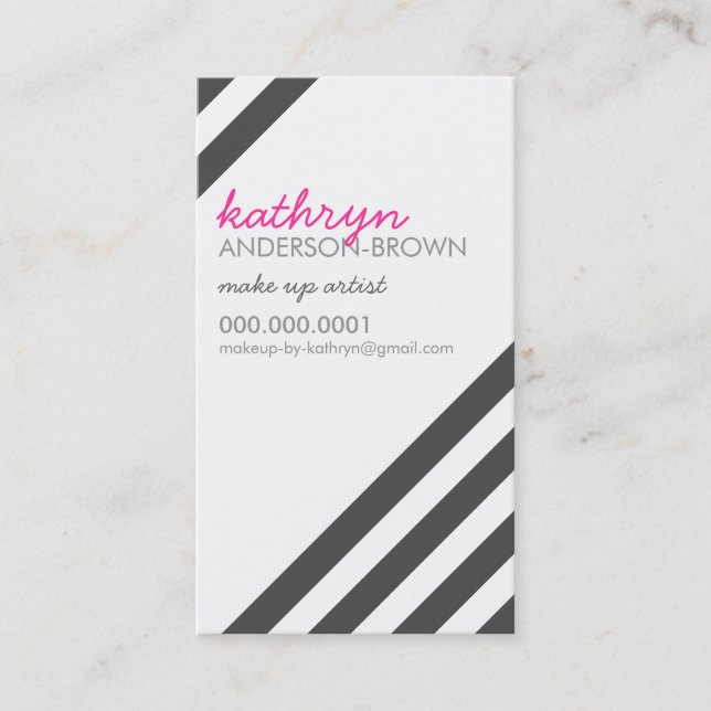MODERN RETRO bold diagonal striped charcoal gray Business Card (Front)