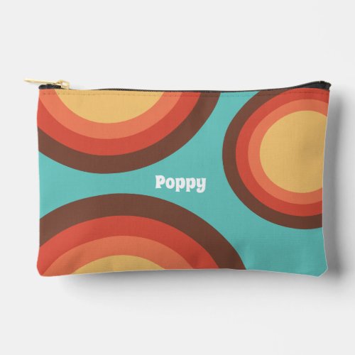 Modern Retro Bold Groovy Curves Personalized Accessory Pouch