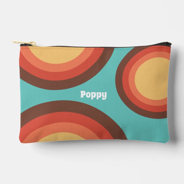 Modern Retro Bold Groovy Curves Personalized Accessory Pouch (Front)
