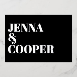 Modern Retro Bold Type Black & Silver Wedding Foil Invitation