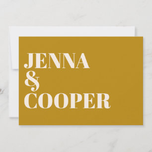 Modern Retro Bold Type Goldenrod & Linen Wedding Invitation