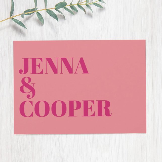 Modern Retro Bold Type Pink & Magenta Wedding Invitation (Creator Uploaded)