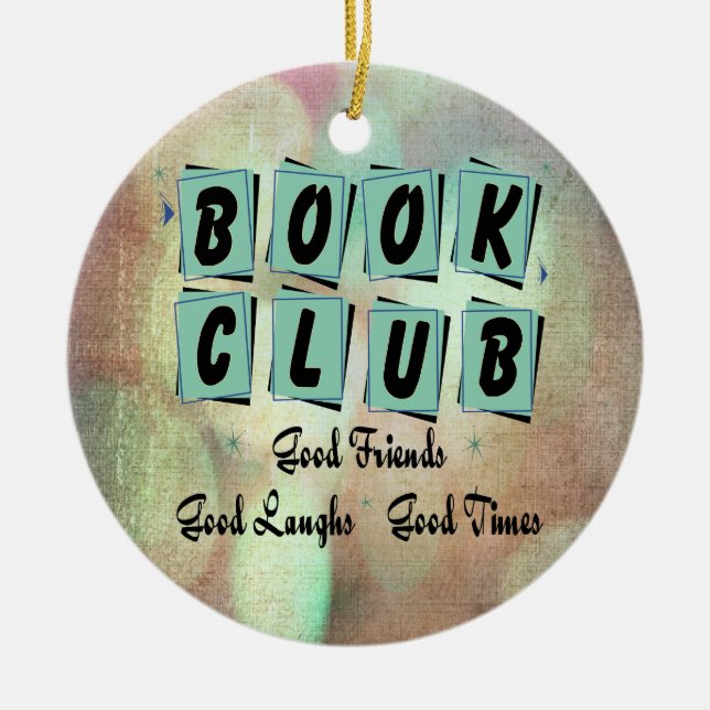 Modern Retro Book Club Group Bibliophile Ceramic Ornament (Front)