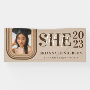 Modern Retro Brown and Neutral Graduation Banner