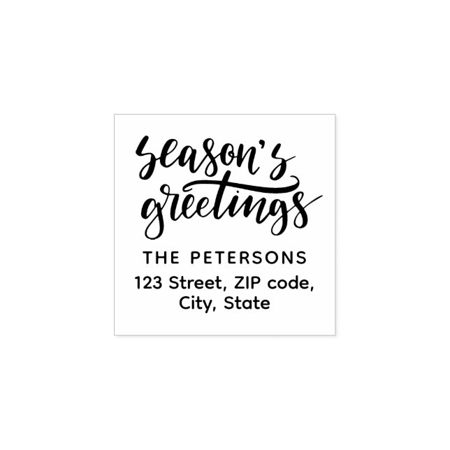 Modern Retro Calligraphy Season's Greetings Rubber Stamp (Imprint)