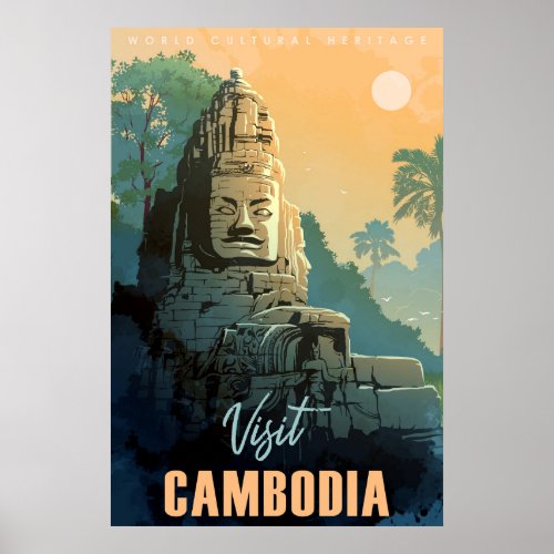 Modern Retro Cambodian Travel Poster