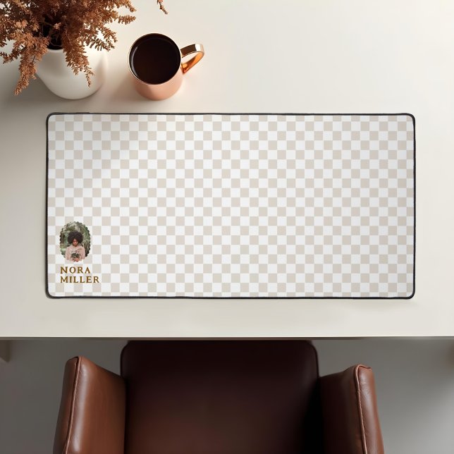 Modern Retro Checkered Pattern Photo Desk Mat (Modern Retro Checkered Pattern Photo Desk Mat)