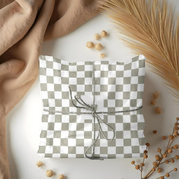 Modern Retro Chequered Pattern Custom Monogram Tissue Paper