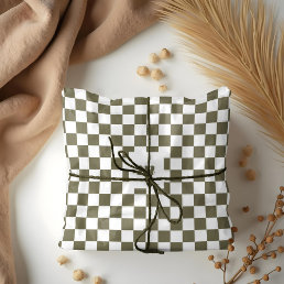 Modern Retro Chequered Pattern Custom Monogram Tissue Paper