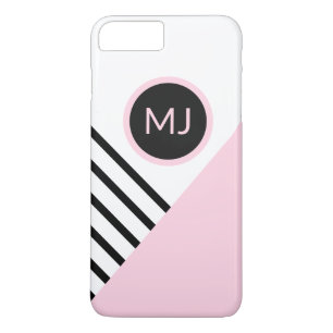 Modern Retro Chic Monogram Stripes and Color Block iPhone 8 Plus/7 Plus Case