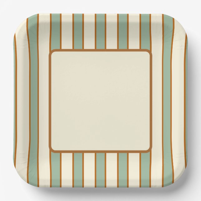 Modern Retro Chili Lime Stripe Paper Plates (Front)