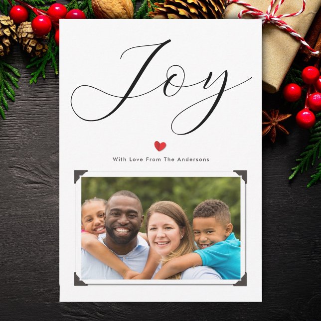 Modern Retro Christmas Joy Family Photo Holiday Card (Creator Uploaded)