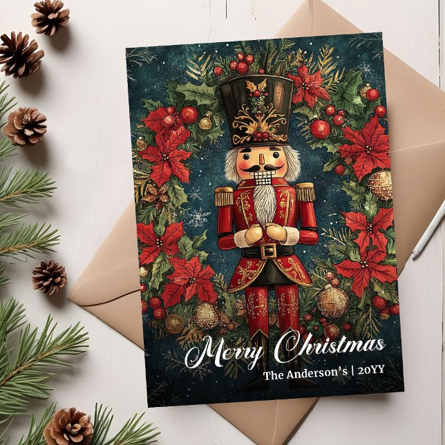 Modern retro Christmas nutcracker editable Holiday Card (Modern retro Christmas nutcracker editable Holiday Card)