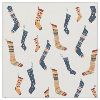Modern Retro Christmas Stocking Socks Fabric