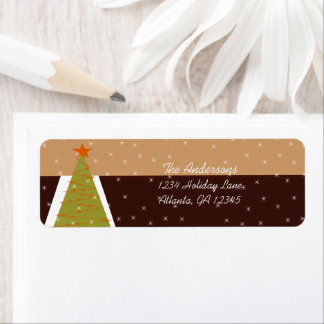 Modern Retro Christmas Tree Return Address Label