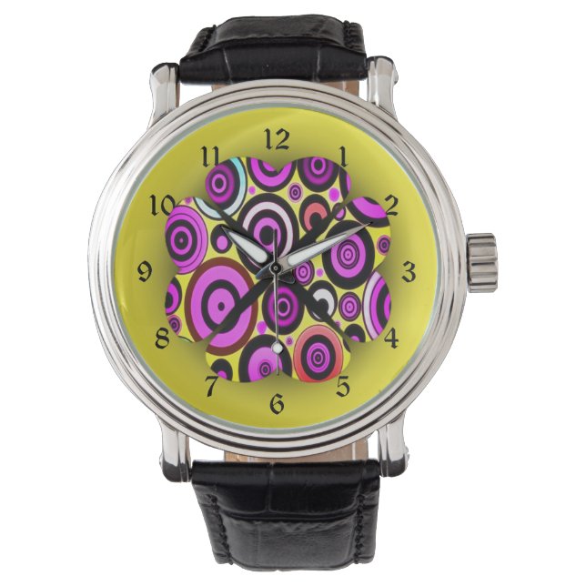 Modern Retro Circles Pattern Watch (Front)