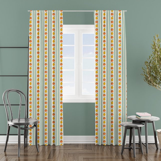 Modern Retro Citrus Stripes Light Teal Blackout Curtains (Creator Uploaded)