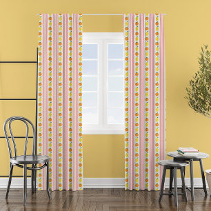 Modern Retro Citrus Stripes Pink Blackout Curtains