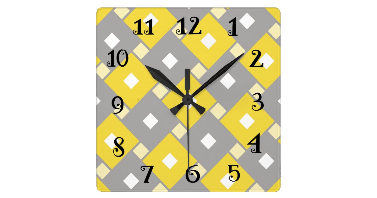 Modern Retro Clock Yellow and Gray.