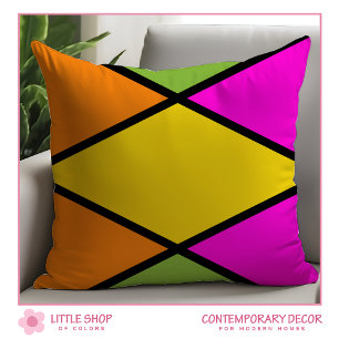 Modern Retro Color Block Argyle Pattern Throw Pillow