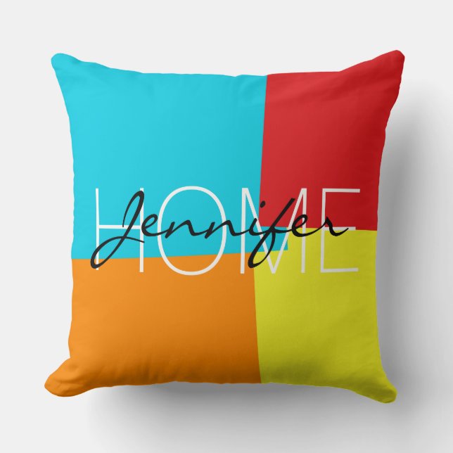 Modern Retro Color Geometric Pattern #4 Throw Pillow (Front)