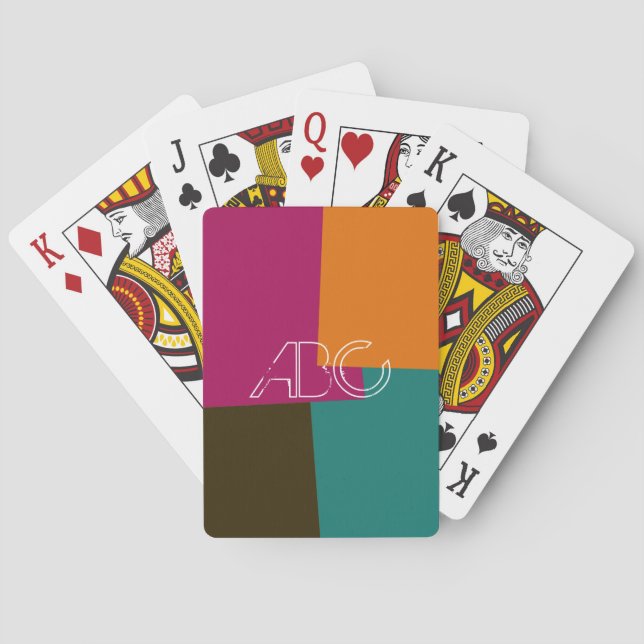 Modern Retro Color Geometric Pattern #8 Poker Cards (Back)