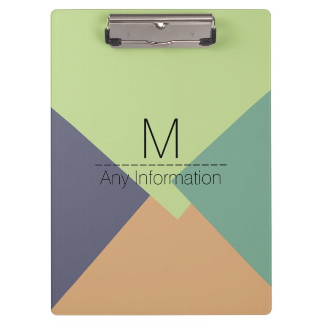 Modern Retro Color Geometric Pattern Monogram #4 Clipboard (Front)