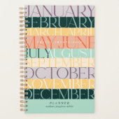 Modern Retro Colorblock Horizontal Stripe Monthly Planner (Front)