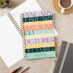 Modern Retro Colorblock Horizontal Stripe Monthly Planner<br><div class="desc">modern and trendy retro colorblock horizontal stripe personalized name monthly planner. The design features a modern retro rainbow stripe design with the months designed in a fun typographic design and a personalized year,  name and addition text. Design by Moodthology Papery.</div>