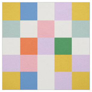Modern Retro Colorful Checkered Pattern Fabric
