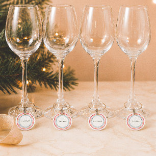Modern Retro Colorful Christmas Wine Charm